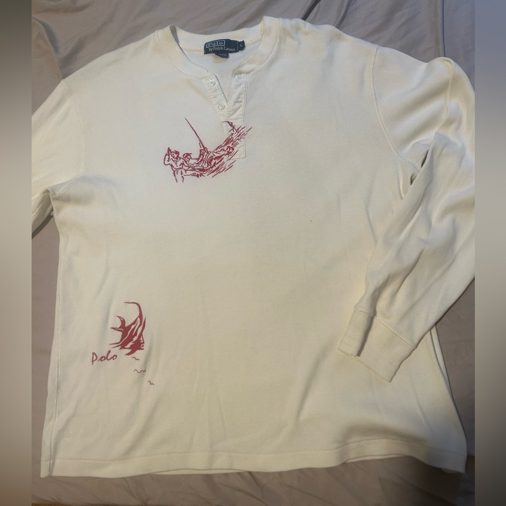 Vintage Polo Ralph Lauren Men’s embroidered Henley shirt size Large
